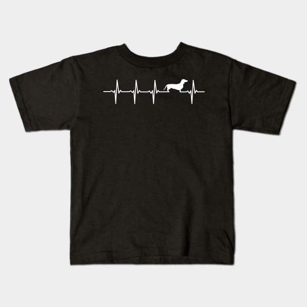Dachshund Heartbeat Gift For Dachshund Lovers Kids T-Shirt by OceanRadar